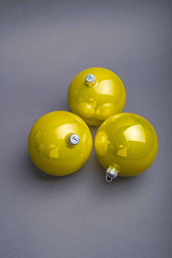 Елочная игрушка Шар стекло д10см набор 4 шт цвет лимонный